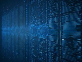 AI generated Digital Cyberspace with Particles and Digital Data Network Connections. High Speed Connection and Data Analysis Technology Digital Abstract Background Concept. 3d rendering photo
