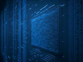 AI generated Digital Cyberspace with Particles and Digital Data Network Connections. High Speed Connection and Data Analysis Technology Digital Abstract Background Concept. 3d rendering photo