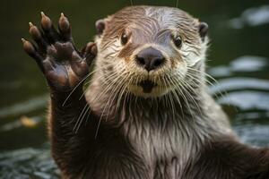 ai generado nutria en el agua. ai generado foto