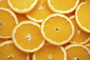 AI generated Orange fruit slices citrus arrangement full frame background. AI Generated photo