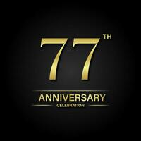 77th anniversary celebration with gold color and black background. Vector design for celebrations, invitation cards and greeting cards.