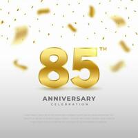 85th anniversary celebration with gold glitter color and black background. Vector design for celebrations, invitation cards and greeting cards.