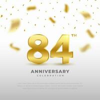 84th anniversary celebration with gold glitter color and black background. Vector design for celebrations, invitation cards and greeting cards.