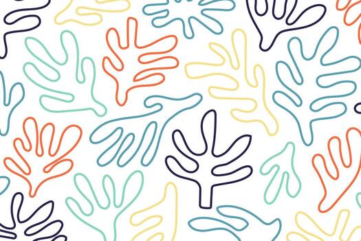 Colorful pattern with abstract shapes in matisse style vector