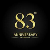 83th anniversary celebration with gold glitter color and black background. Vector design for celebrations, invitation cards and greeting cards.