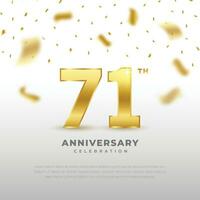 71th anniversary celebration with gold glitter color and black background. Vector design for celebrations, invitation cards and greeting cards.