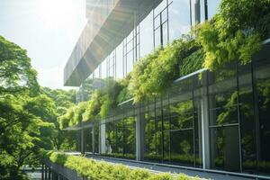 ai generado oficina edificio con verde ambiente. ai generado foto