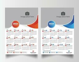 2024 Wall calendar vector