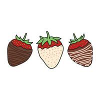 Kids drawing Cartoon Vector illustration chocolate covered strawberries Isolated on White Background