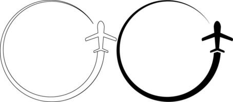 outline silhouette circular plane route frame with copy space vector