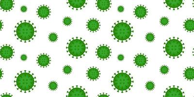Coronavirus green bacteria cell seamless pattern on white background vector illustration