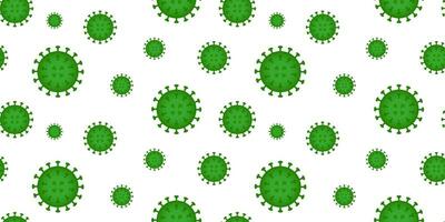 Coronavirus green bacteria cell seamless pattern on white background vector illustration