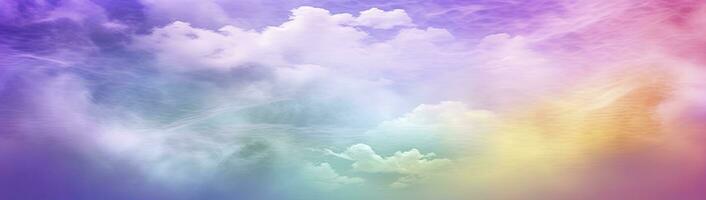 AI generated Rainbow sky with fluffy clouds. Multicolored toned sky. AI Generated. photo