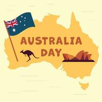 flat design happy australia day illustration with Australia map vector