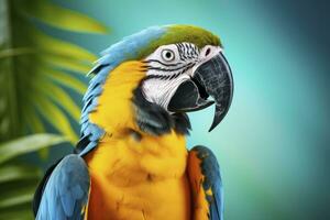 AI generated Blue and yellow macaw parrot. AI Generated photo