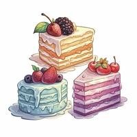 AI generated Set of Cake piece illustration on white background. AI Generated photo