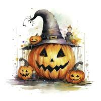 AI generated Watercolor Halloween illustration on white background. AI Generated photo