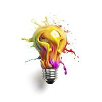 AI generated Unique Creative idea concept with lightbulb made out of paint. AI Generated photo