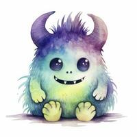 AI generated Watercolor cute monster on white background. AI Generated photo