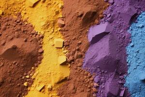 AI generated Close up of multi coloured sand background. AI Generated. photo