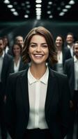 AI generated Professional Woman in front of Blurred Background with Other Employees, Best Candidate Concept photo