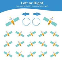 Left or Right Game for children. Printable educational worksheet activity. Counting how many are left and right. vector