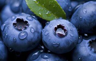 AI generated Wet Blueberry fruit. AI Generated photo