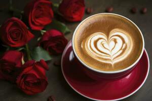 AI generated Valentine's Day Coffee. AI Generated photo