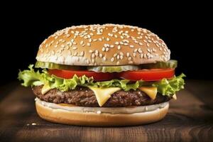 AI generated Best Hamburger Ever.  AI Generated photo