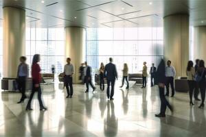 AI generated Group of people in the lobby. Business center. AI Generated photo