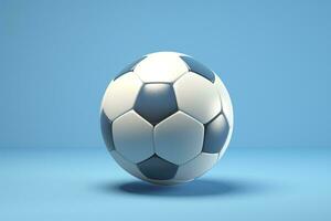 AI generated soccer ball on light blue background. Generative AI photo