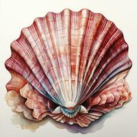 AI generated Watercolor Seashell clipart on white background. AI Generated photo