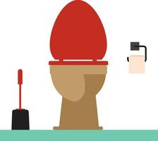 Toilet bowl, toilet paper and brush for toilet bowl. Vector illustration