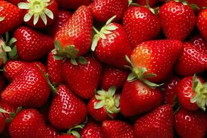 AI generated Texture of fresh strawberries as background. Generative AI photo