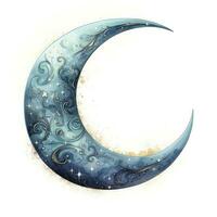 AI generated A watercolor crescent moon isolated on white background. AI Generated photo