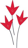 red floral twig in Asian style. Cute cartoon illustration of flower vector