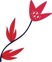 Red floral ornament in Asian style. Cartoon illustration vector