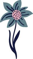 blue flower in Asian style. Cute cartoon illustration of flower vector