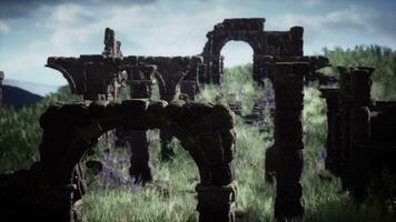 Decrepit castle ruins on elevated terrain video