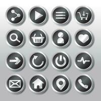 Set of round metal icons vector