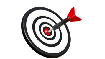 3D rendering of darts on target, Success goals concept png