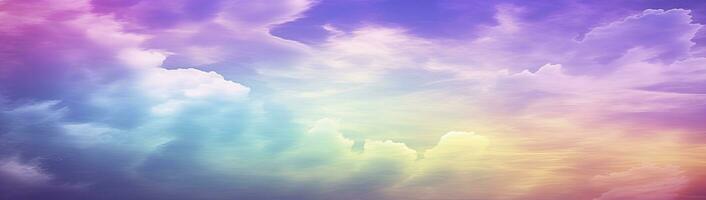 AI generated Rainbow sky with fluffy clouds. Multicolored toned sky. AI Generated. photo