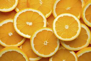 AI generated Orange fruit slices citrus arrangement full frame background. AI Generated photo