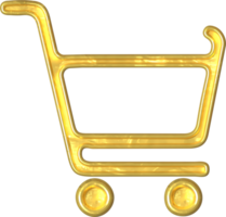 Golden shopping cart png