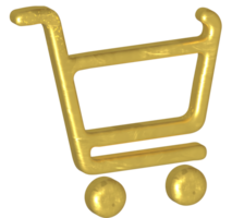 Golden shopping cart png