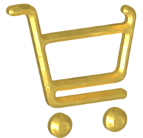 Golden shopping cart png