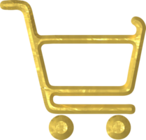 Golden shopping cart png