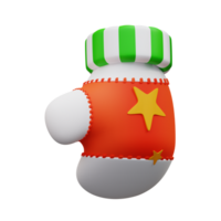 3d illustration cute Christmas gloves png