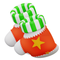 3d illustratie schattig Kerstmis handschoenen png