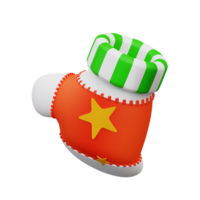 3d illustration cute Christmas gloves png